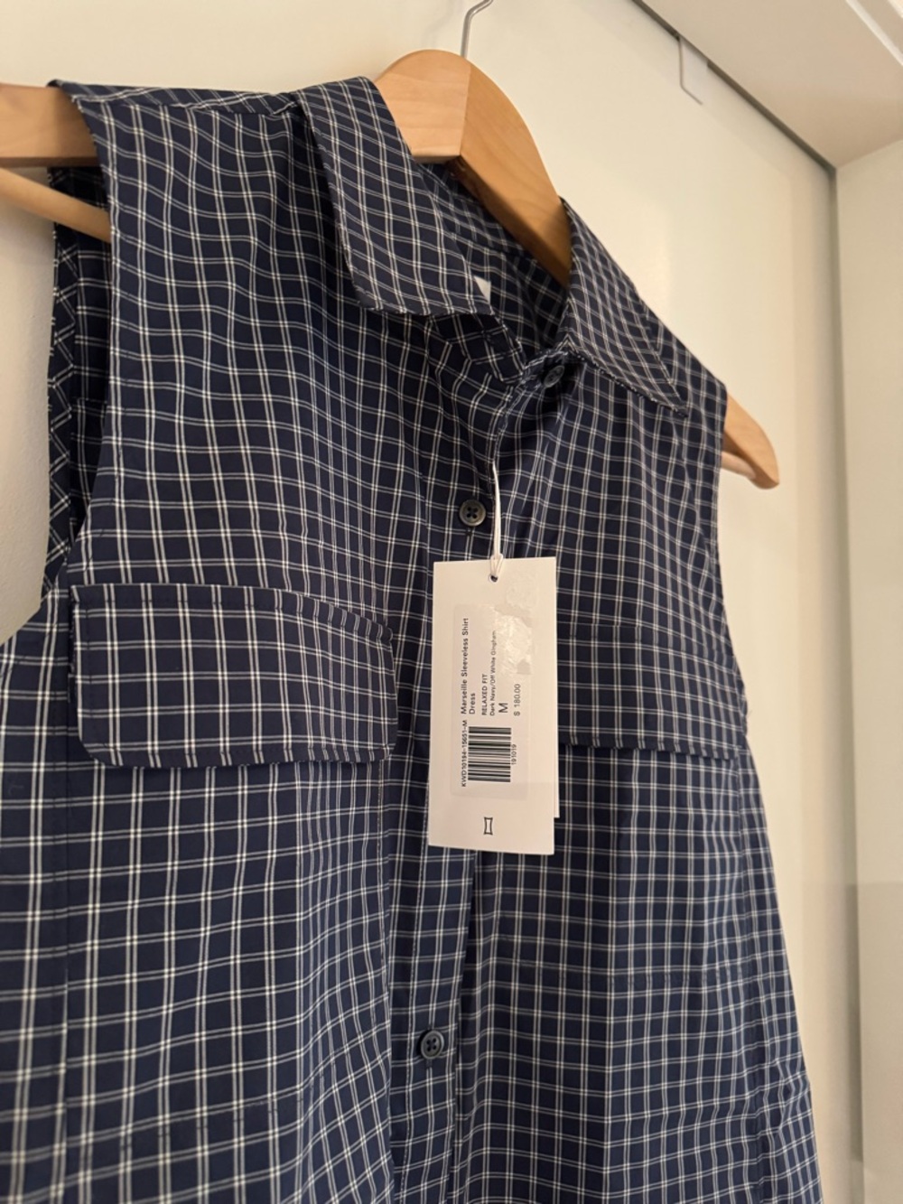 Kit + Ace  Navy & White Gingham Sleeveless Shirt Dress - Picture 8 of 9